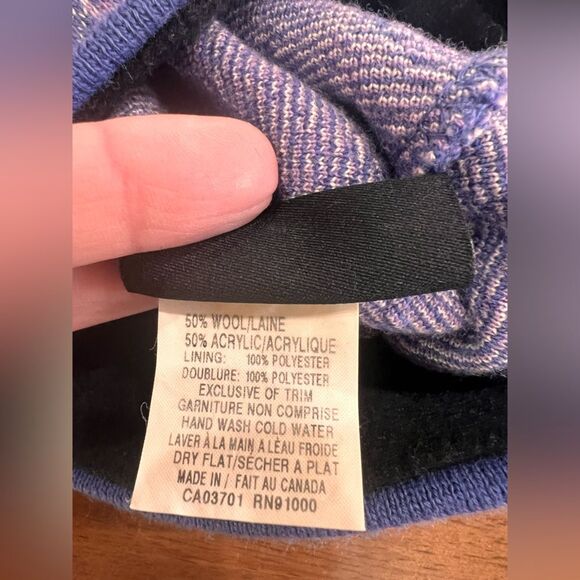 VTG Nordic Fair Isle Wool Tassel Beanie Purple Knit Ski Hat Winter Y2K Aesthetic - Picture 3 of 5